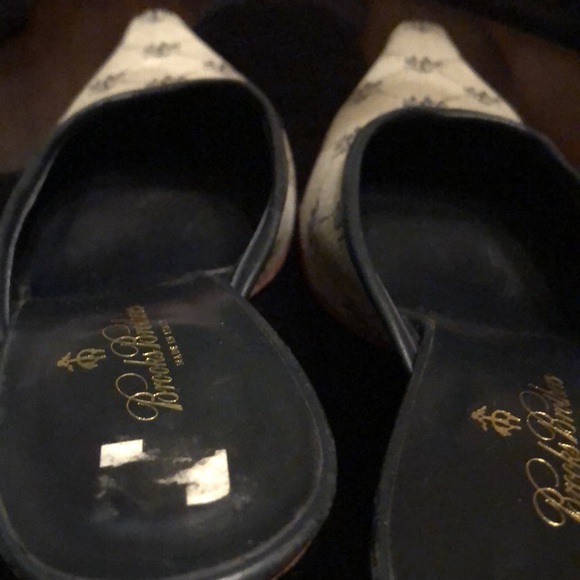 🔆 Brooks Brother’s fabric leather trim wood heel slides - Picture 8 of 11